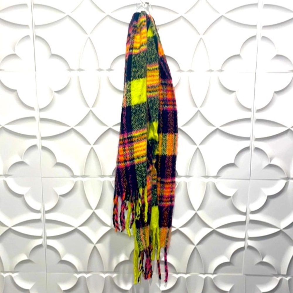 BP colorful yellow fringe scarf